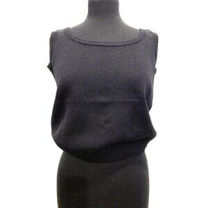 St John Basics Black Santana Knit Cropped Tank Sweater Size S